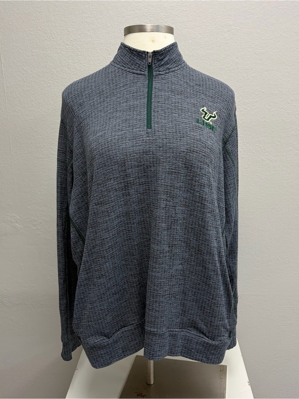 Men's Gray USF Quarter-Zip Pullover